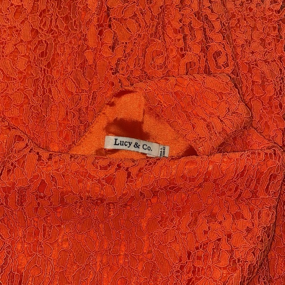 Orange Lace Sleeveless Shift Dress Small Clemson - Picture 5 of 9